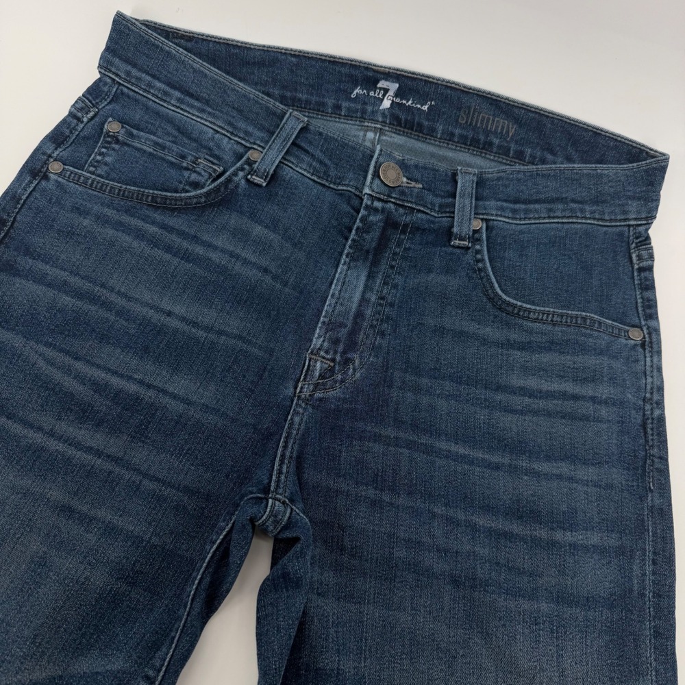 7 For All Mankind Slimmy Jeans Women 30 Blue Dark Wash Slim Straight Stretch